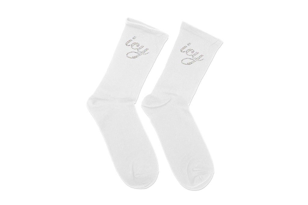 ICY Rhinestone Socks (White)
